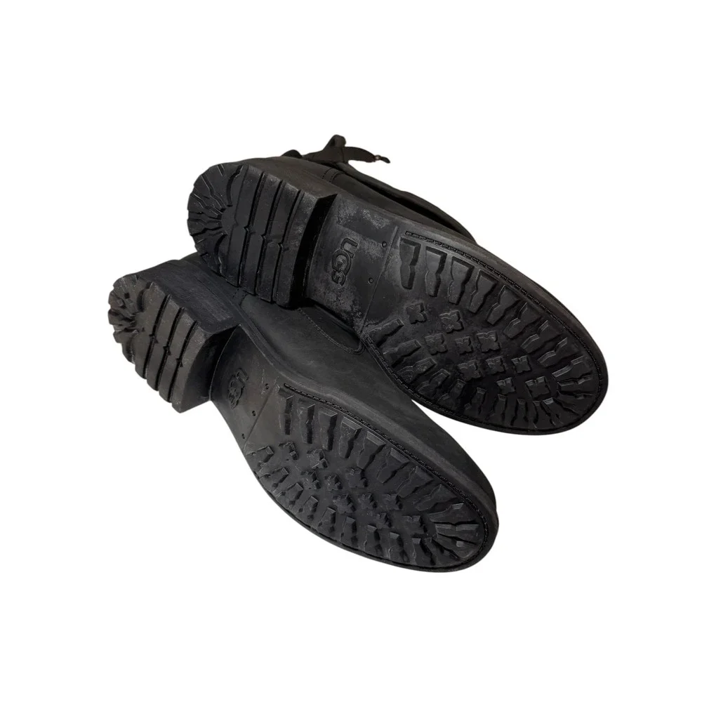 UGG Aldon Fold Down Cuff Boots Black Water Resistant‎ Wool Lined Women's 9.5 New